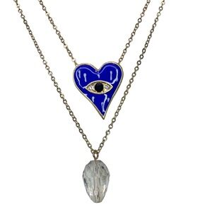 HEART EVIL EYE Gold Tone Layered Necklace